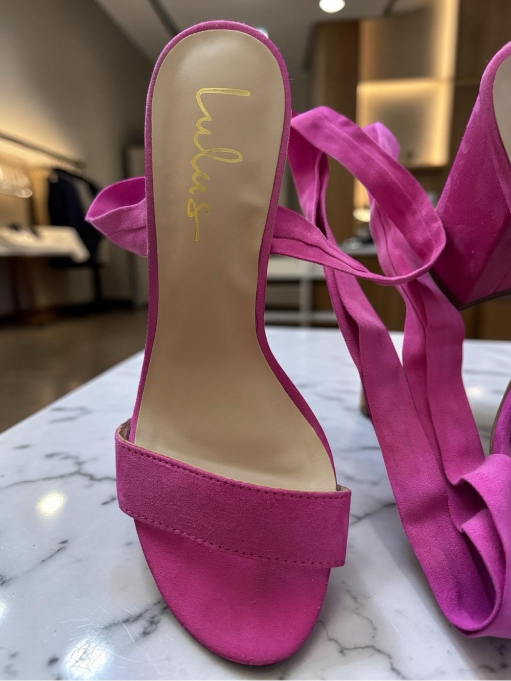 Lulus Hot Pink Wrap Tie Block Heel Sandals Size 8 - Picture 4 of 10